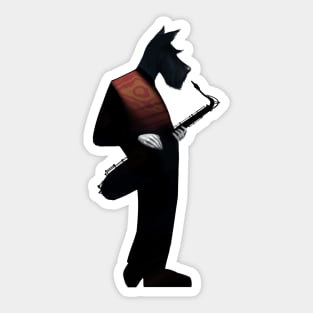 Red Scottish Terrier Saxophonist Sticker